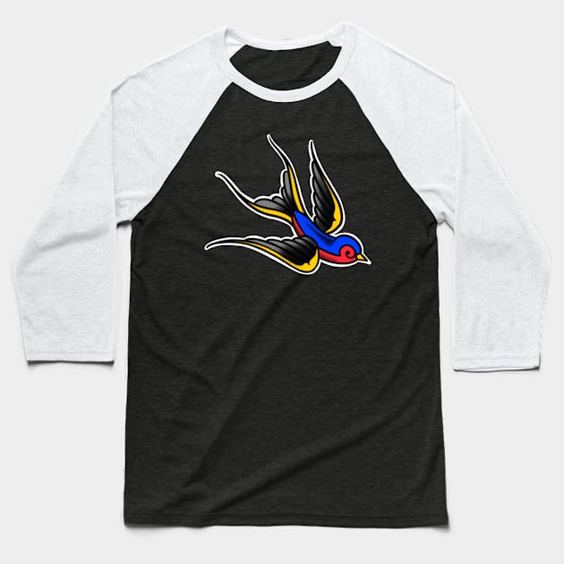 Swallow Baseball T-Shirt by JIMDOWNTATTOOS